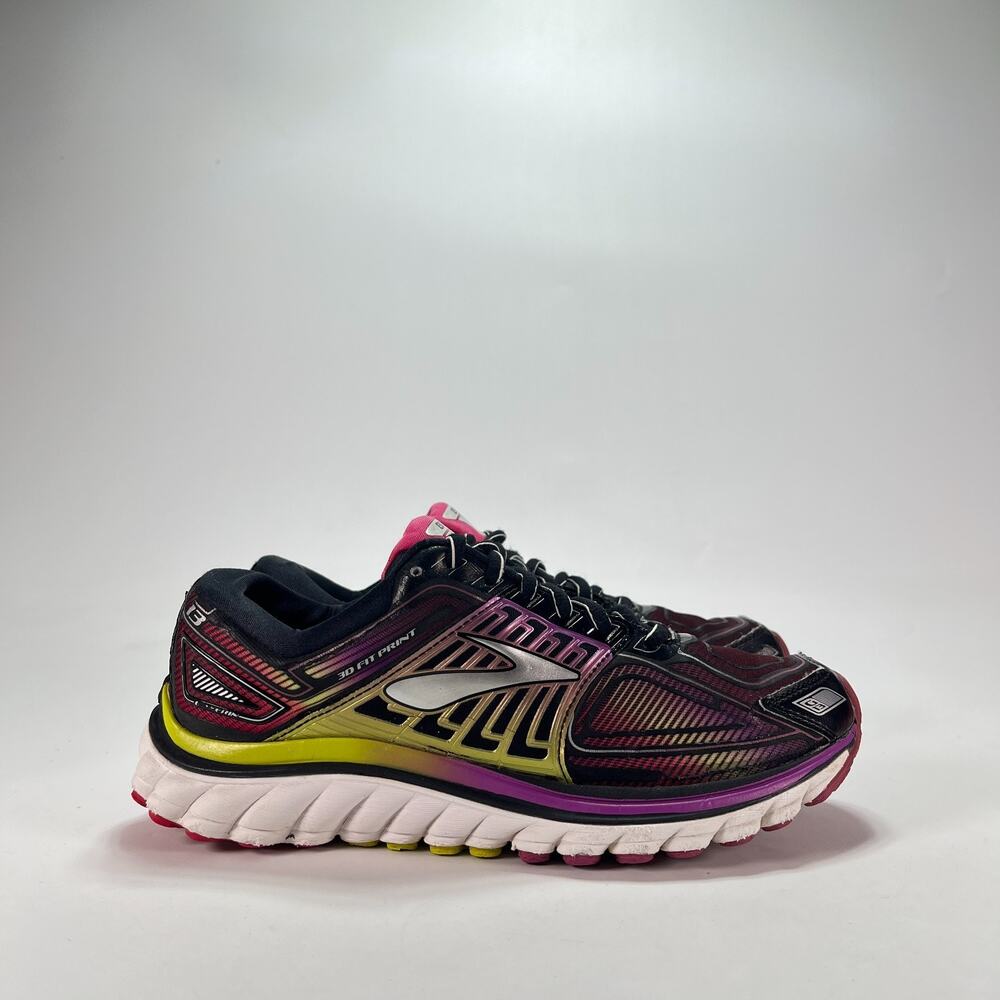 Brooks Glycerin 13 Black Pink Yellow Cushion Lace Up Running Shoes Womens Size 7